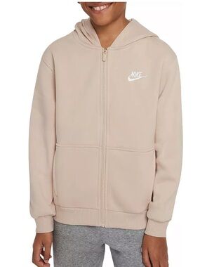 NWT Nike Kids' Tan Fleece Full-Zip Hoodie